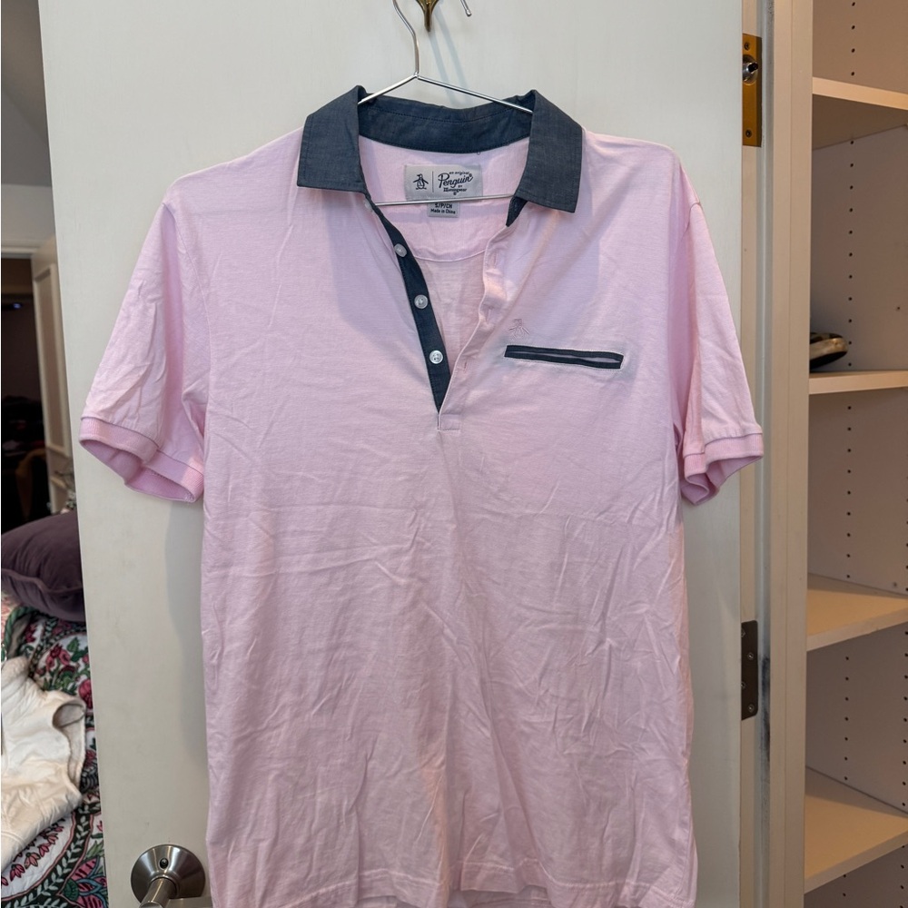 Original Penguin Light Pink Polo with Dark Collar